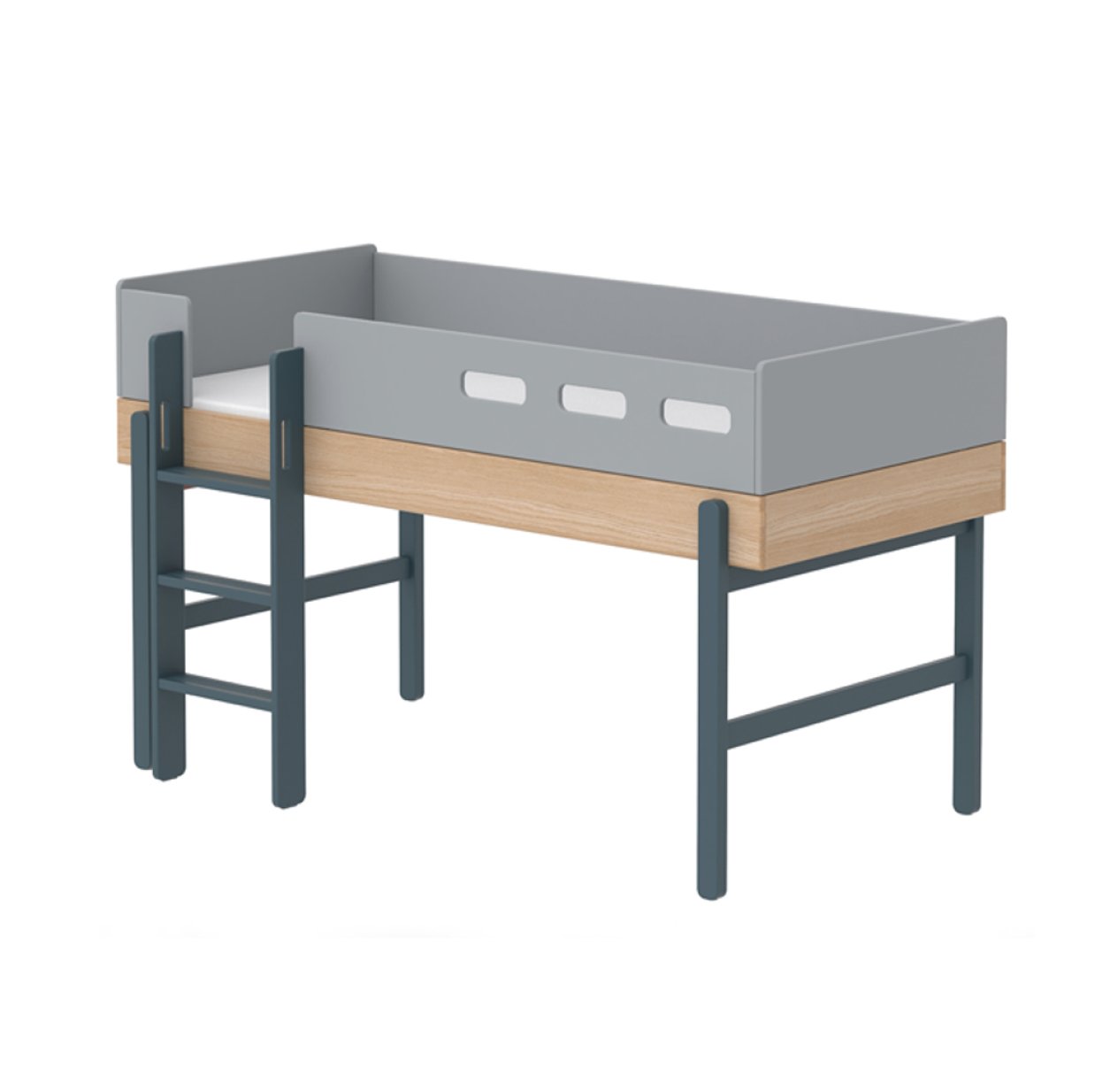 Lit enfant mi-hauteur échelle droite Popsicle - Chêne/Blueberry