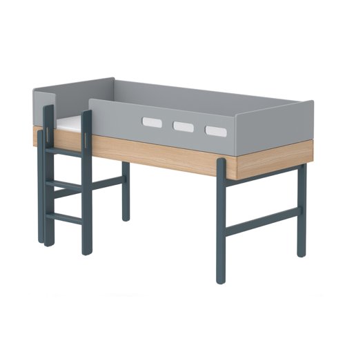 Lit enfant mi-hauteur échelle droite Popsicle - Chêne/Blueberry