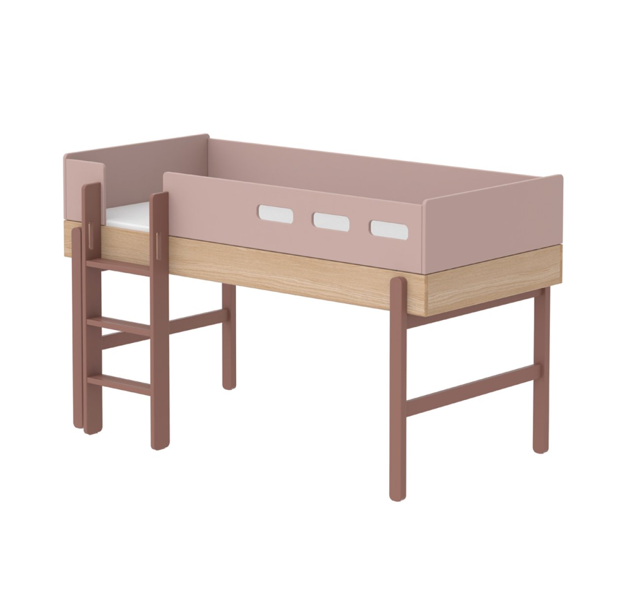 Lit enfant mi-hauteur échelle droite Popsicle - Chêne/Cherry