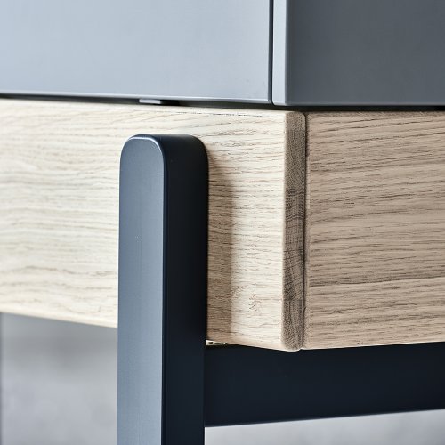 Lit enfant mi-hauteur échelle inclinée Popsicle - Chêne/Blueberry