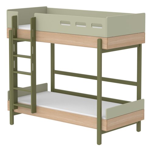 Lit superposé échelle droite Popsicle - Chêne/Kiwi