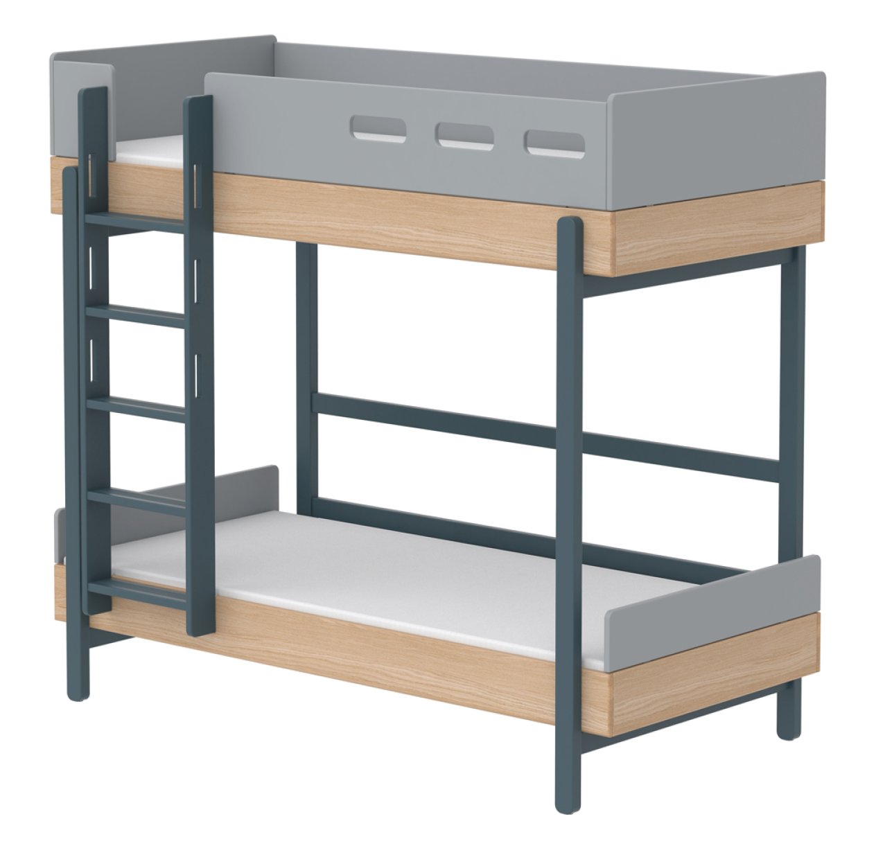 Lit superposé échelle droite Popsicle - Chêne/Blueberry