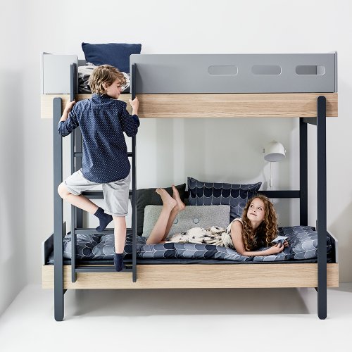 Lit superposé échelle droite Popsicle - Chêne/Blueberry