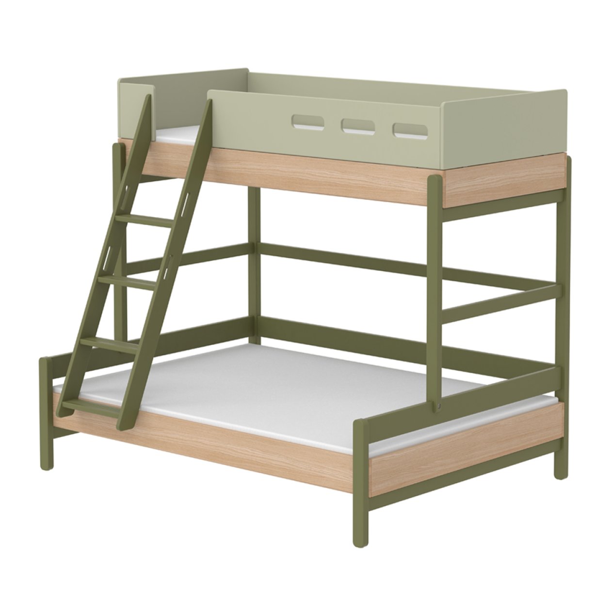 Lit familial superposé échelle inclinée Popsicle - Chêne/Kiwi