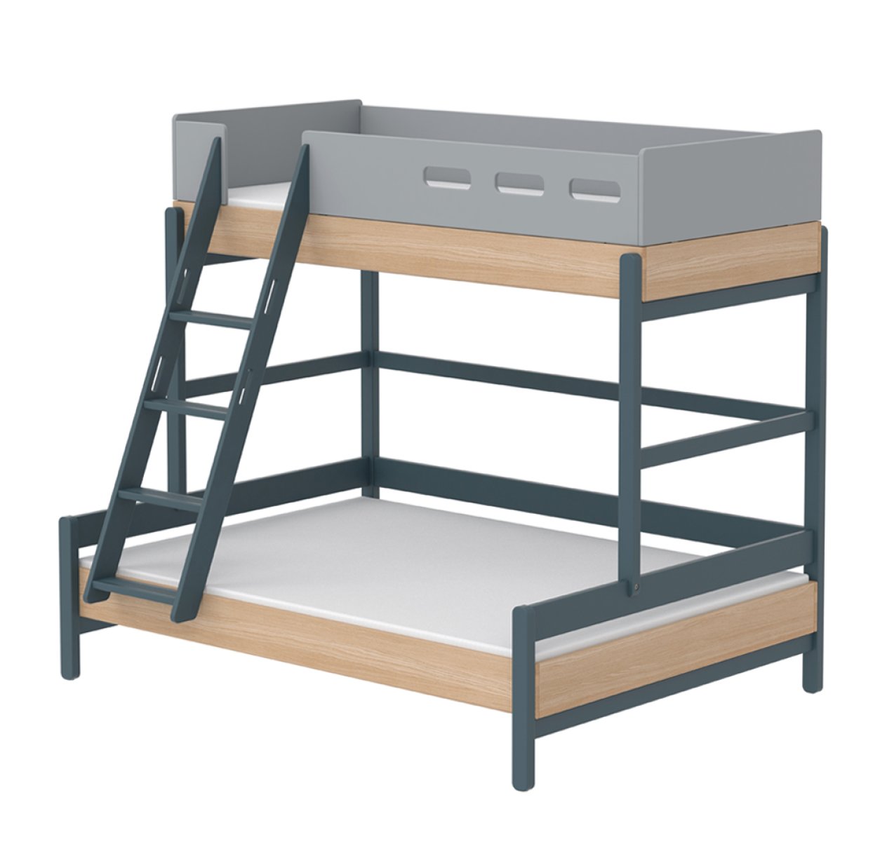 Lit familial superposé échelle inclinée Popsicle - Chêne/Blueberry