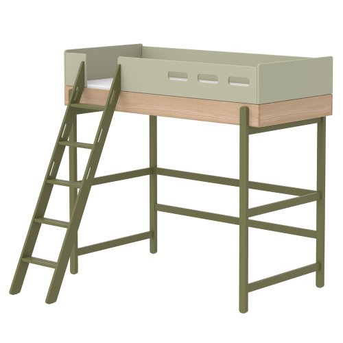 Lit mezzanine échelle inclinée Popsicle - Chêne/Kiwi
