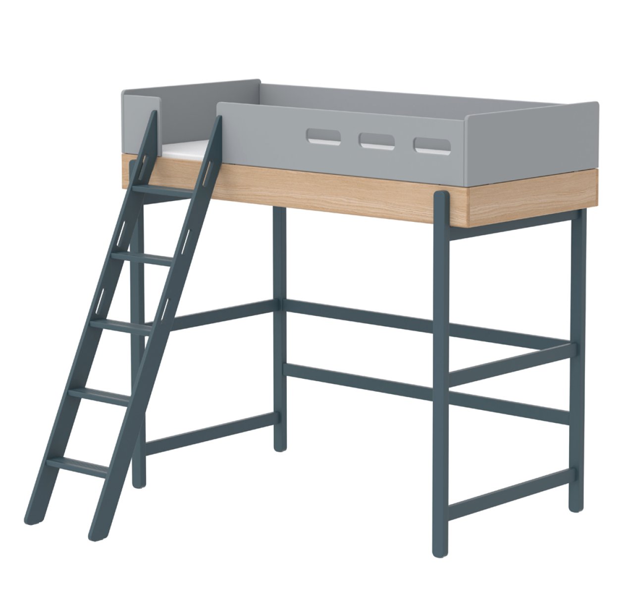 Lit mezzanine échelle inclinée Popsicle - Chêne/Blueberry