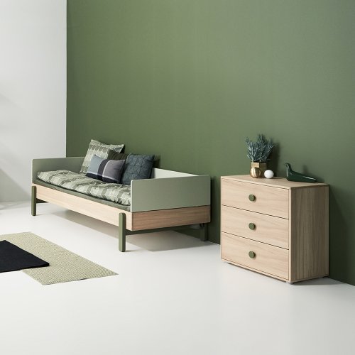 Commode 3 tiroirs Popsicle - Chêne/Kiwi