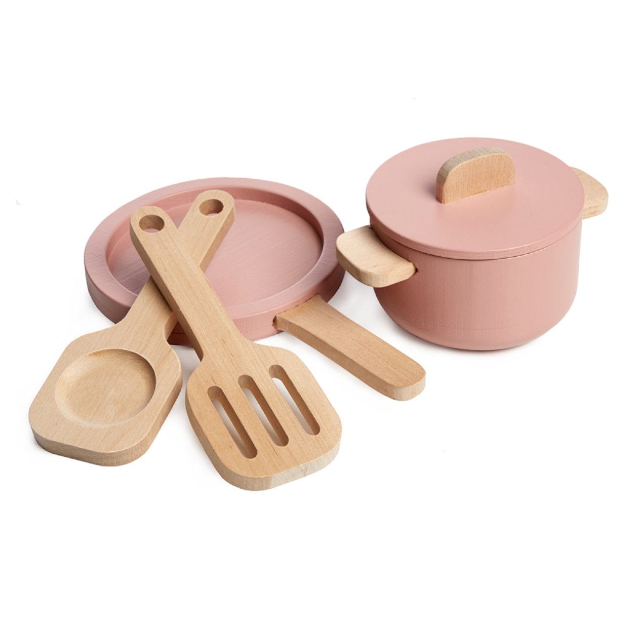 Set de casserole, poêle et ustensiles cuisinière - Rose clair