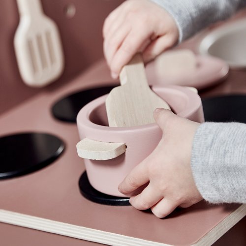 Set de casserole, poêle et ustensiles cuisinière - Rose clair