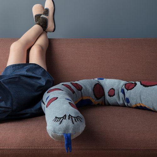 Coussin serpent Fruiticana - Vieux bleu