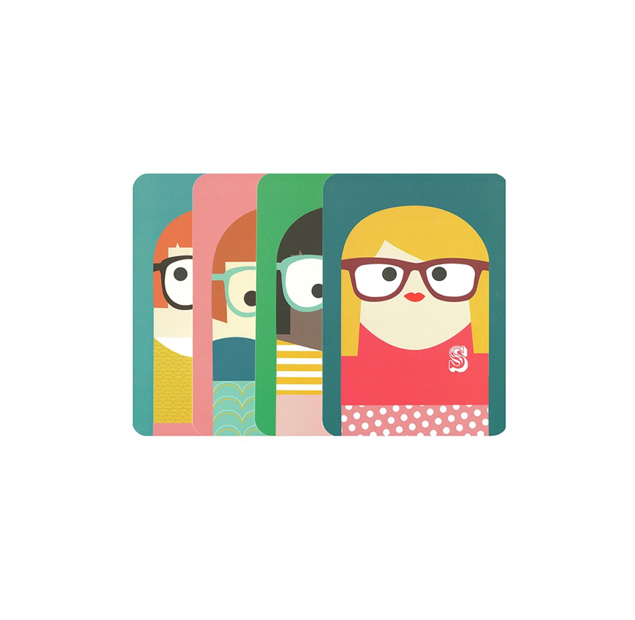 Pack de 4 cartes postales Filles