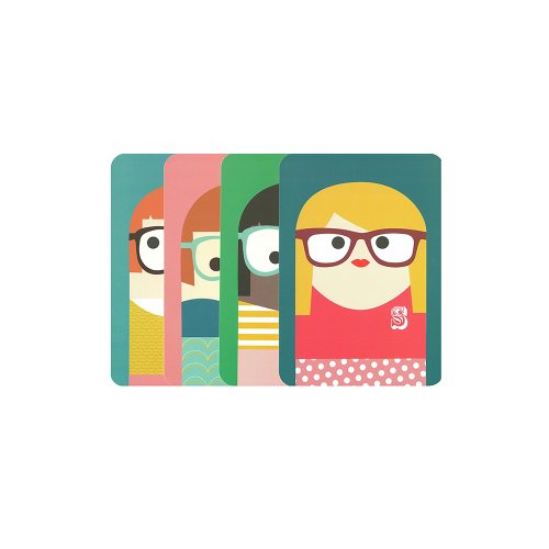 Pack de 4 cartes postales Filles