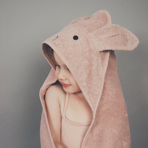 Cape de bain lapin Albert bébé - Rose