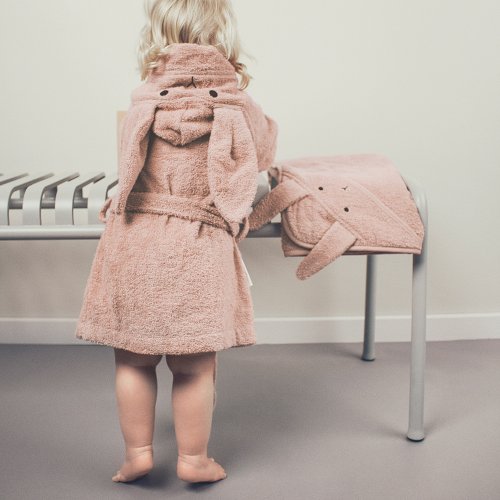 Cape de bain lapin Albert bébé - Rose