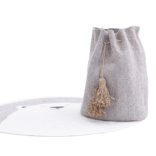 Calebasse haute avec pompons en chanvre - Pierre clair