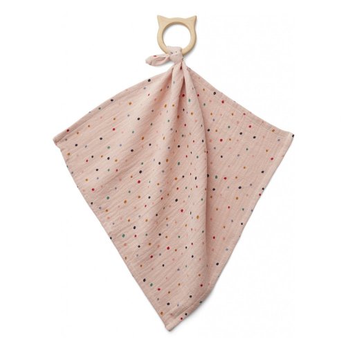 Anneau de dentition et lange Dines Confetti Mix - Rose