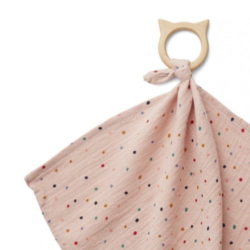 Anneau de dentition et lange Dines Confetti Mix - Rose