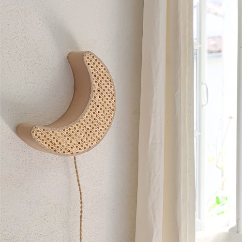 Lampe Applique Lune Cannage