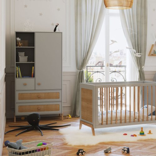 Armoire en cèdre et rotin Marélia - Lune