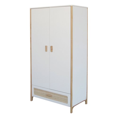 Armoire en cèdre et rotin Océania - Blanc