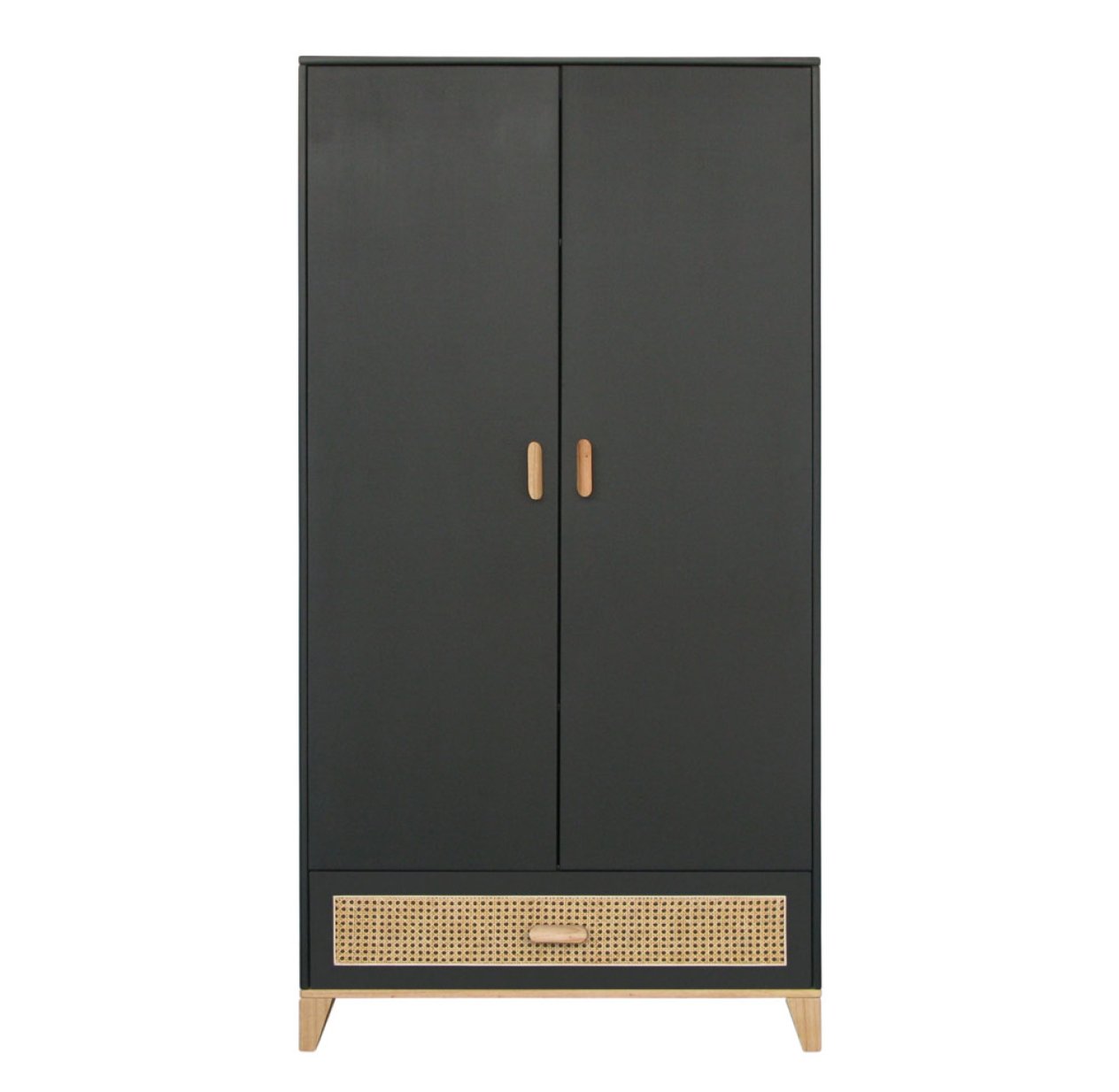 Armoire en Bois et Cannage Rotin Nami - Noir