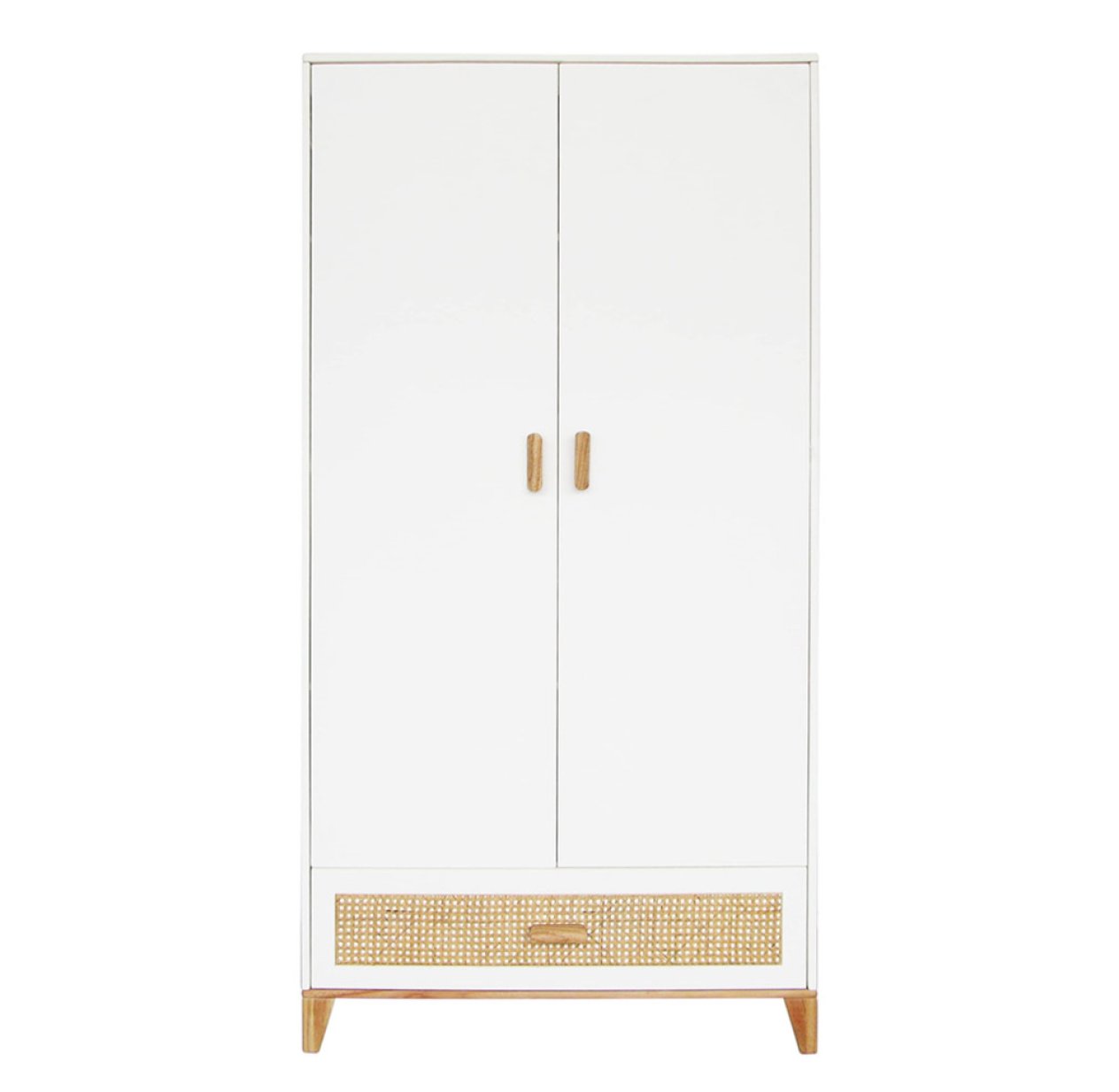 Armoire en Bois et Cannage Rotin Nami Blanc Théo pour chambre enfant