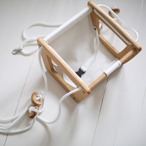 Balançoire Bébé et Junior Cuir Blanc - Chêne