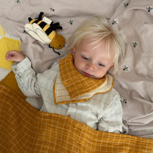 Bavoir Bandana Grid - Ocre