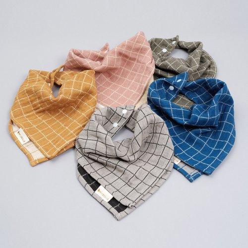 Bavoir Bandana Grid - Ocre