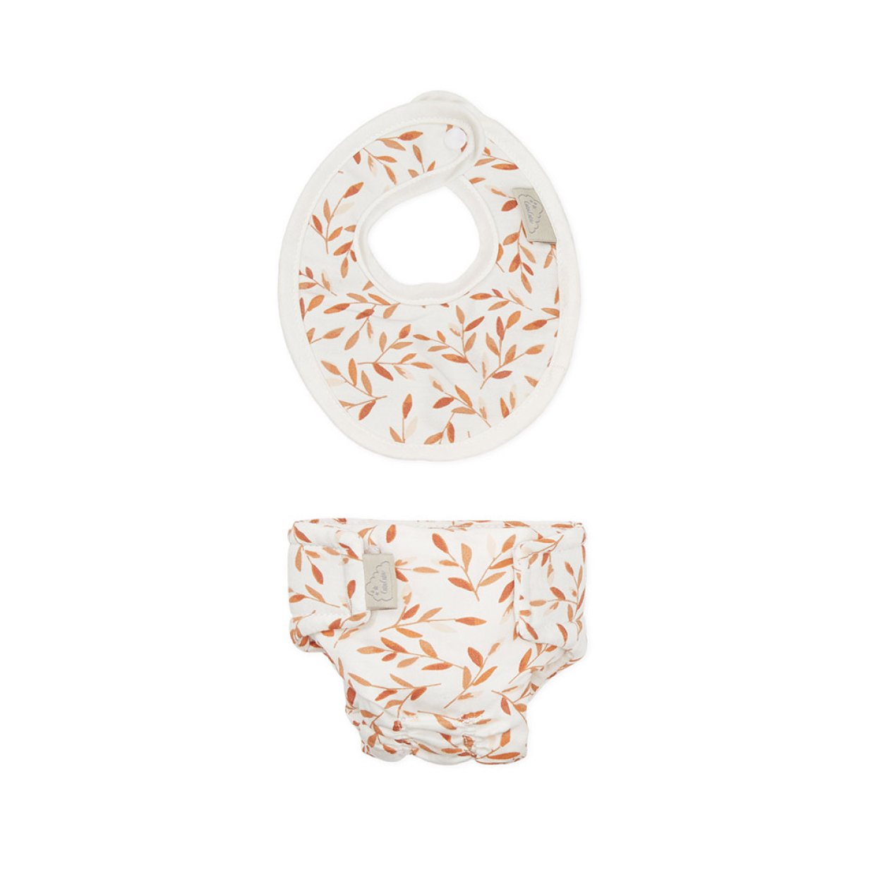 Bavoir et Couche pour Poupon Caramel Leaves