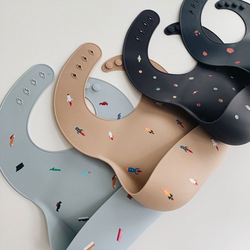 Bavoir en Silicone Planètes