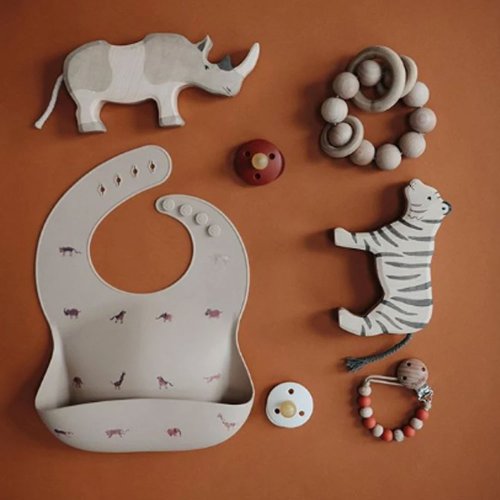 Bavoir en Silicone Safari