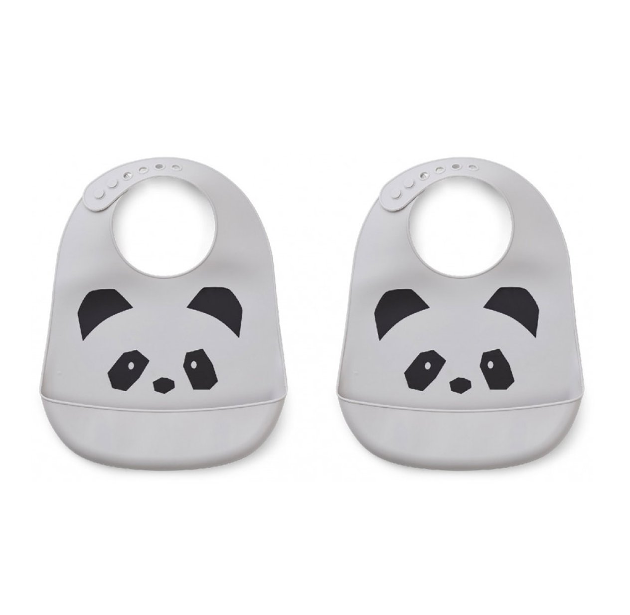 Set de 2 bavoirs Panda Tilda - Gris clair