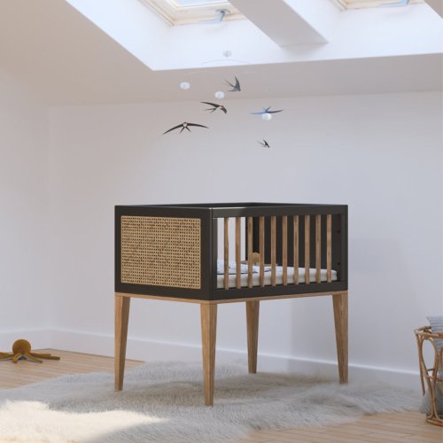 Berceau Bois et Cannage Rotin Nami - Noir