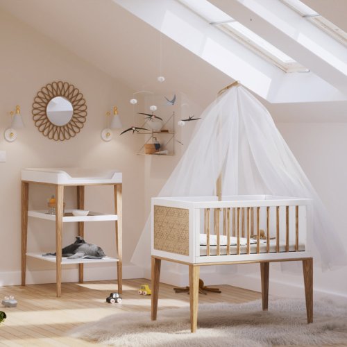 Berceau Bois et Cannage Rotin Nami - Blanc