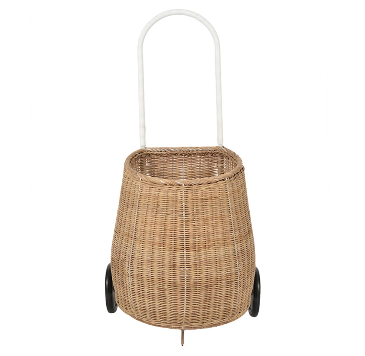 Grand panier à roulettes en rotin Luggy - Naturel