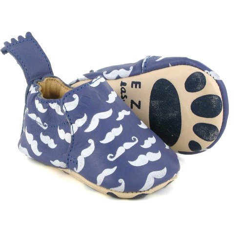 Chaussons Blumoo Moustache - Denim/Blanc