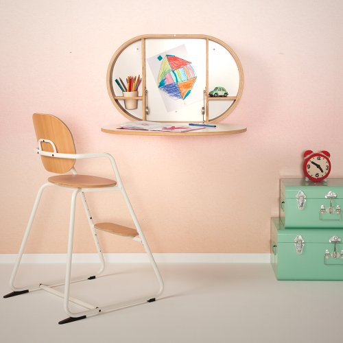 Bureau mural pliable Baki - Chêne/Blanc