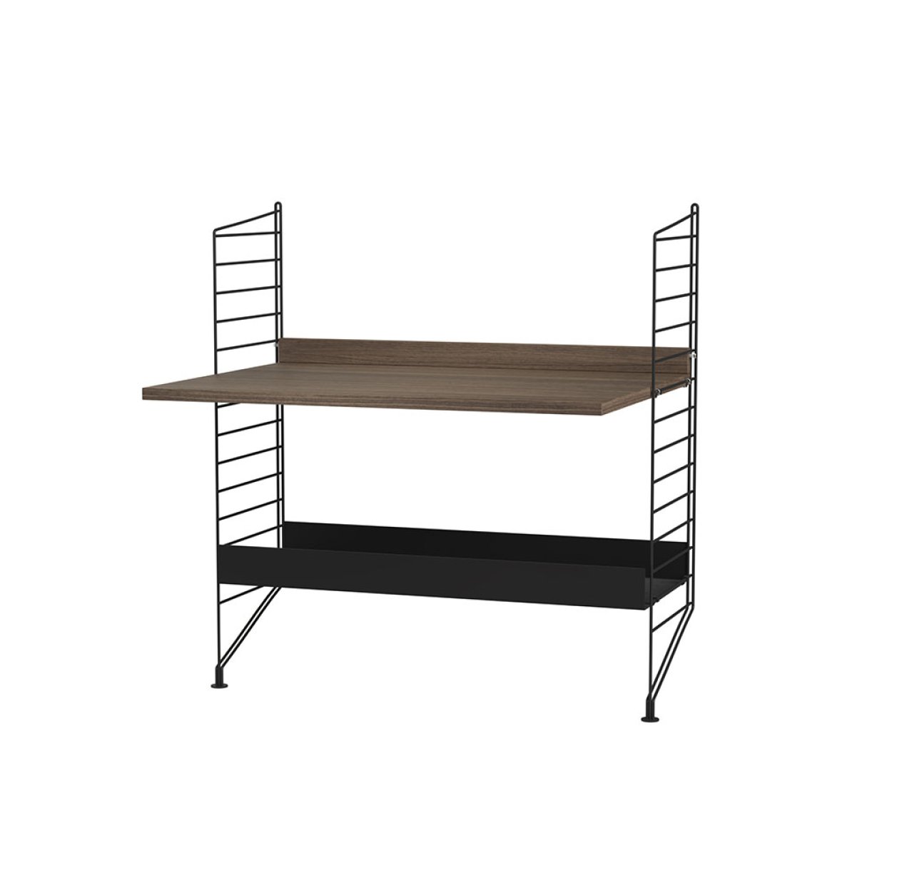 Bureau mural évolutif 80 x 85 cm - Noyer/Noir