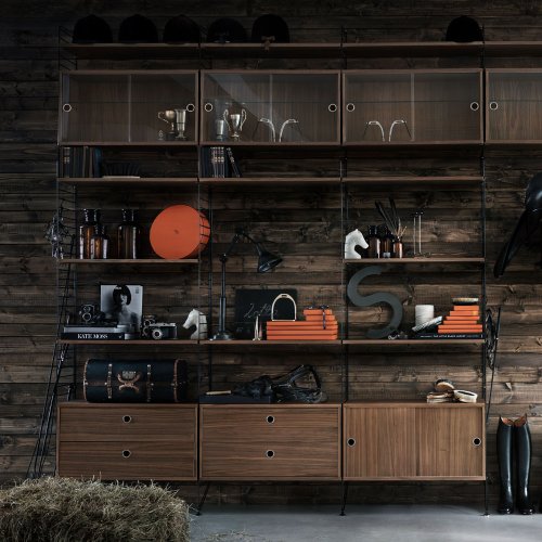 Bureau mural évolutif - Noyer/Noir