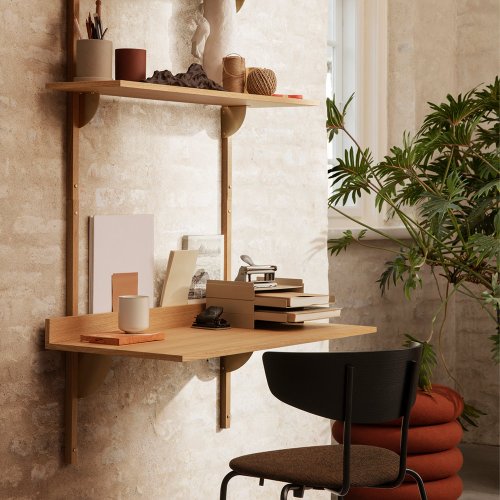 Bureau mural Sector - Chêne/Laiton