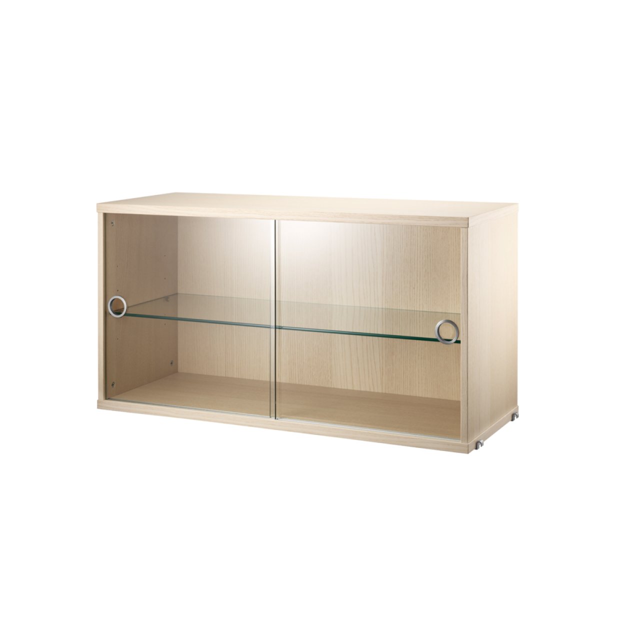 Caisson 2 portes vitrées coulissantes - Frêne