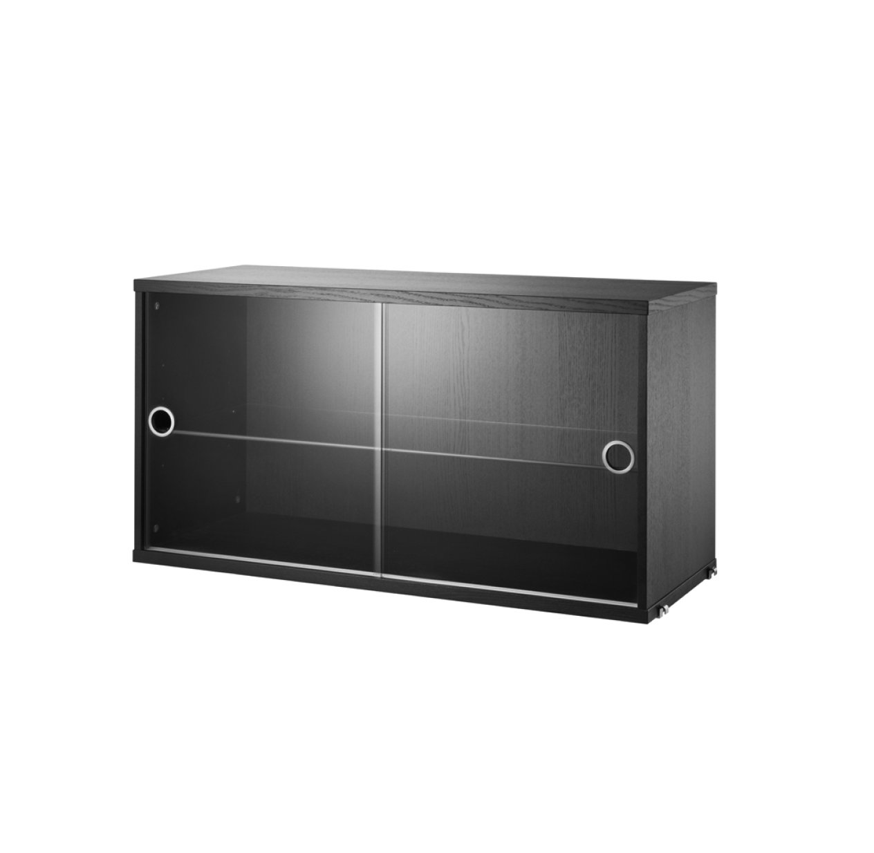 Caisson 2 portes vitrées coulissantes - Noir