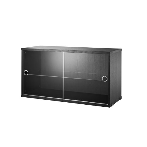 Caisson 2 portes vitrées coulissantes - Noir