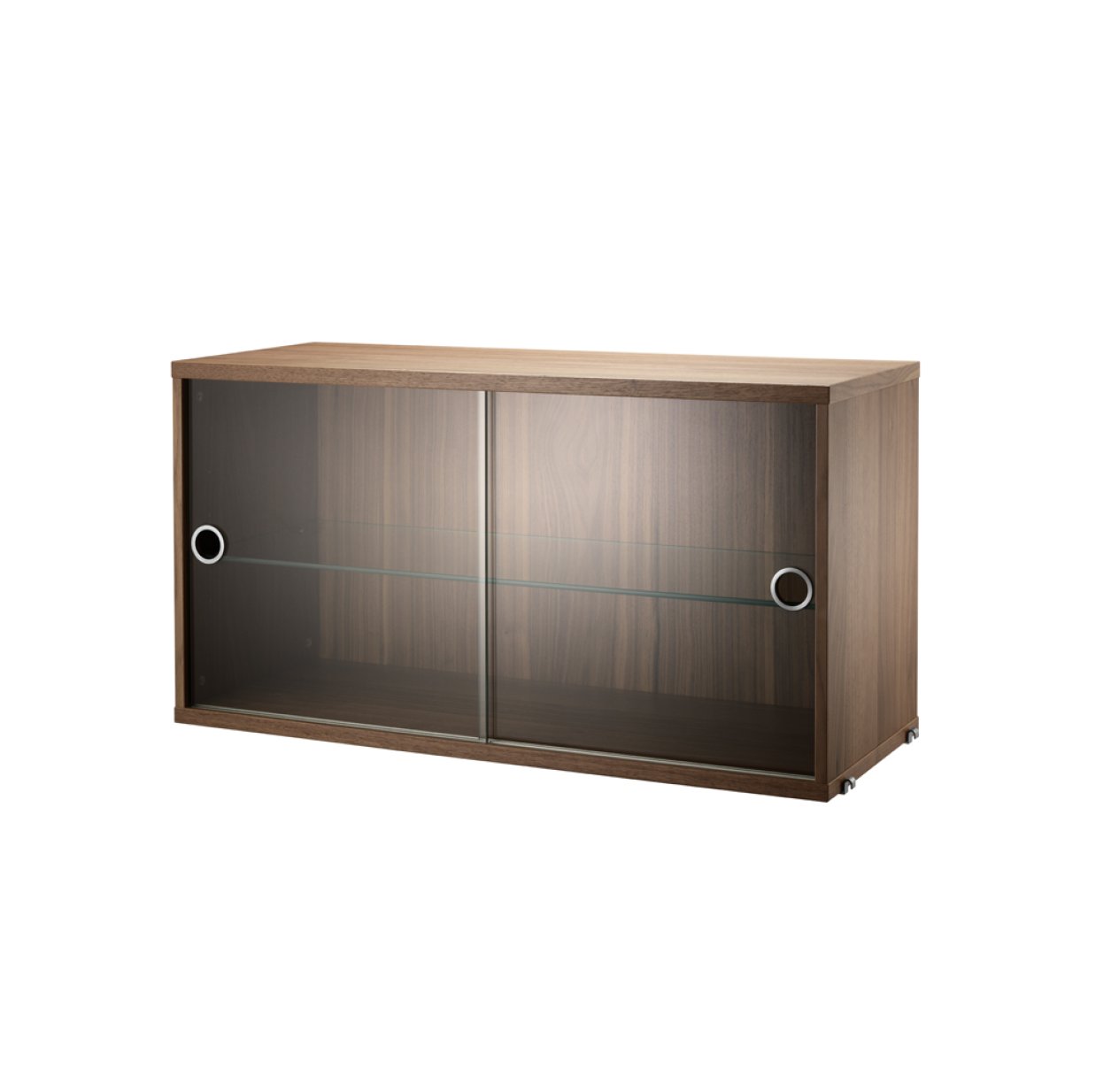 Caisson 2 portes vitrées coulissantes - Noyer