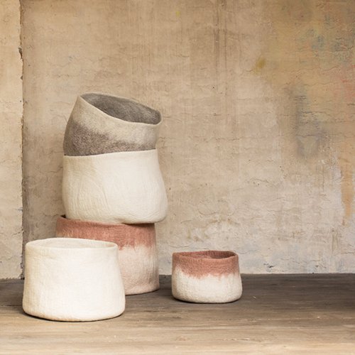 Calebasse en feutre M bicolore - Pierre clair/Naturel