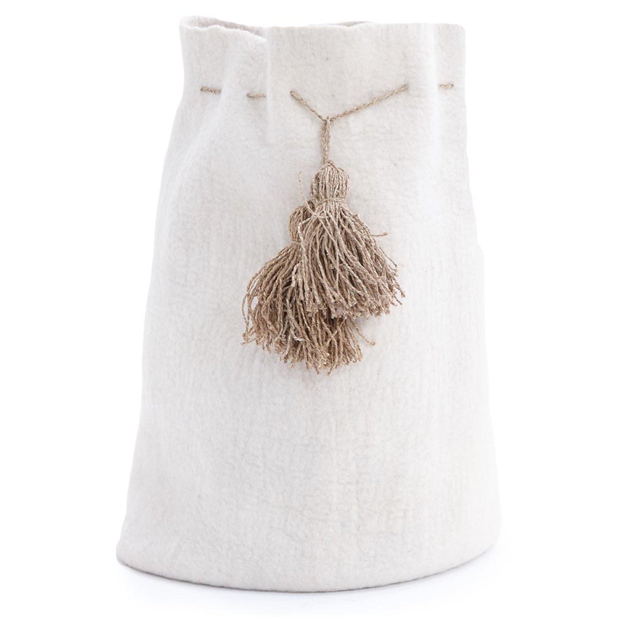 Calebasse haute avec pompons en chanvre - Naturel