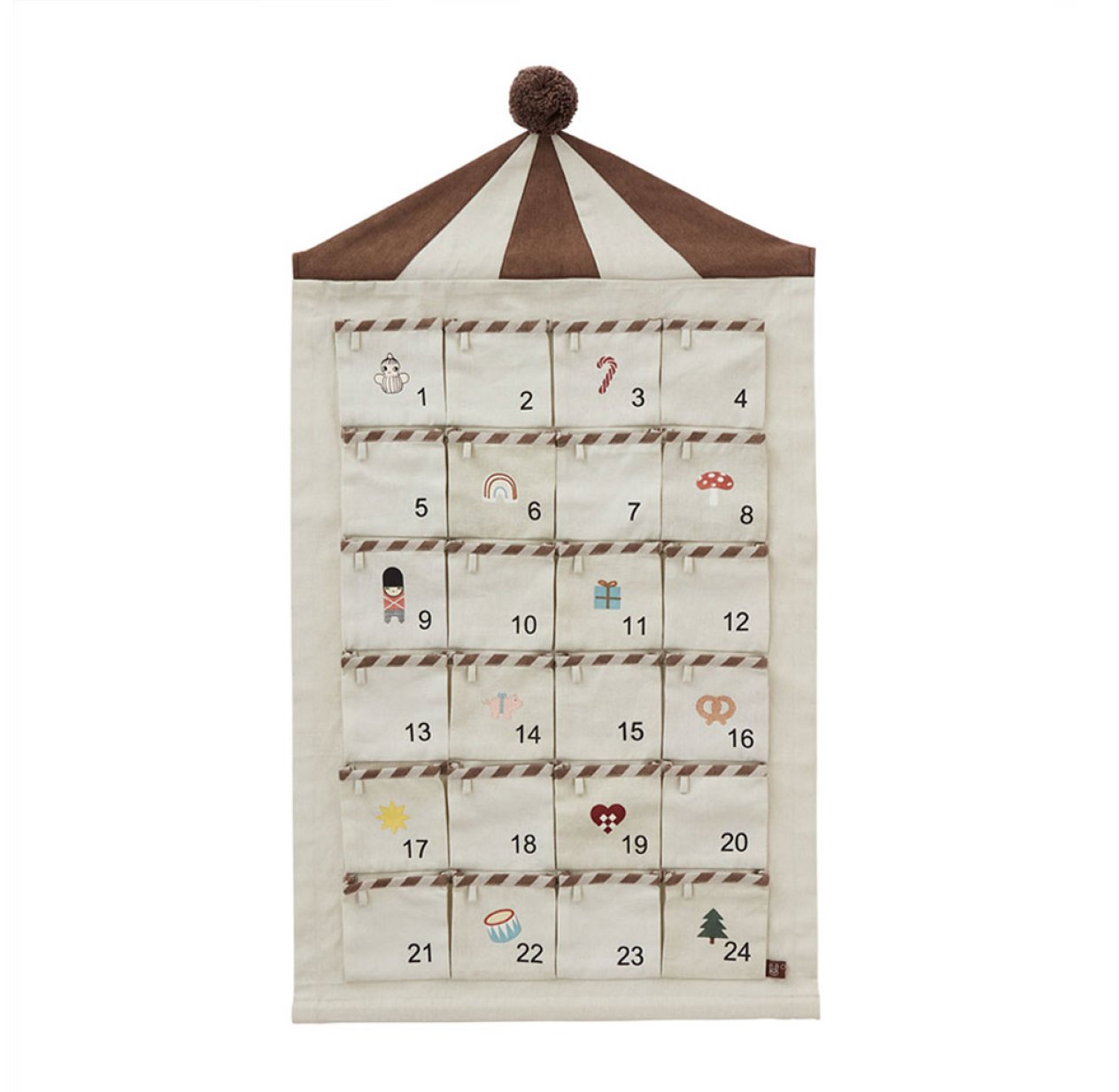 Calendrier de l'Avent mural brodé