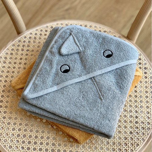 Cape de bain bébé Dinosaure Albert - Bleu clair